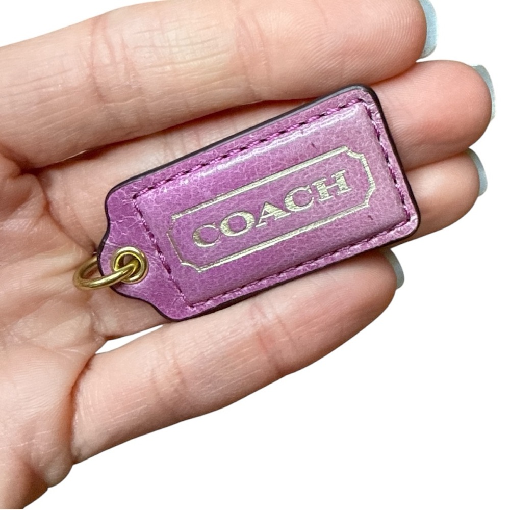 Coach Metallic purple Leather Key Tag / Bag Charm keychain - Picture 3 of 5
